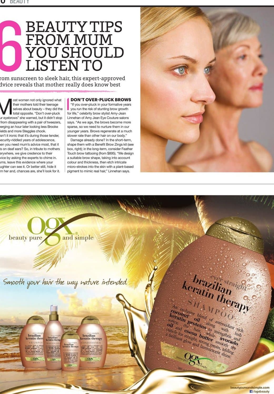 6 Beauty Tips from Mum — tearsheet